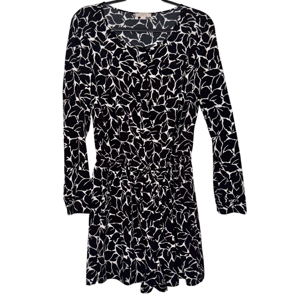Loft Black and White Patterned Romper Never Worn Size 4 - Picture 2 of 9
